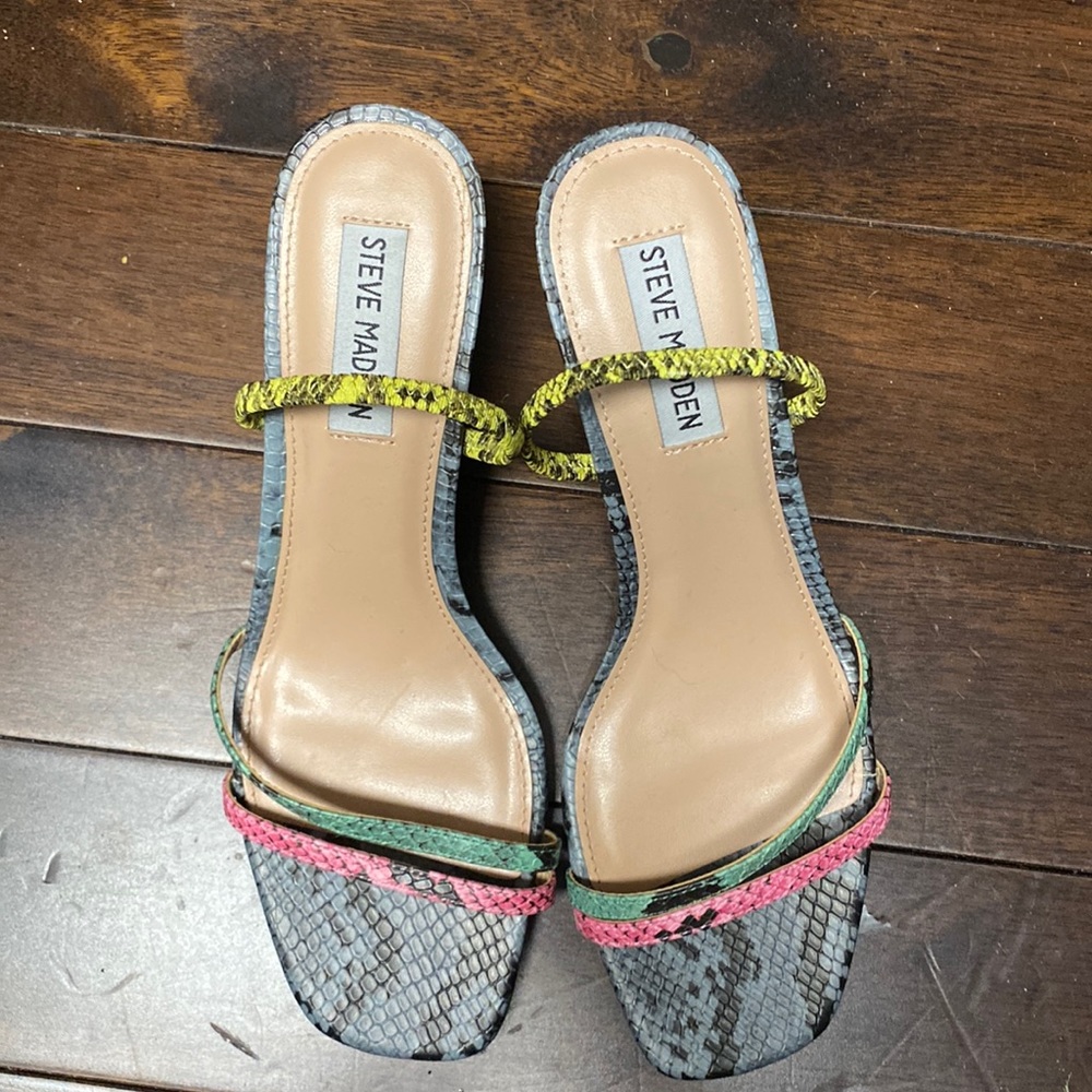 Steve Madden colorful lizard skin heels